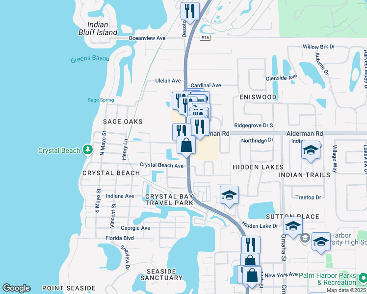 map of restaurants, bars, coffee shops, grocery stores, and more near 2671 U.S. 19 Alternate in Palm Harbor
