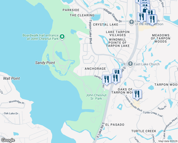 map of restaurants, bars, coffee shops, grocery stores, and more near 755 Pilots Way in Palm Harbor