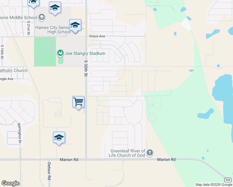 map of restaurants, bars, coffee shops, grocery stores, and more near 3450 Roe Rd in Haines City