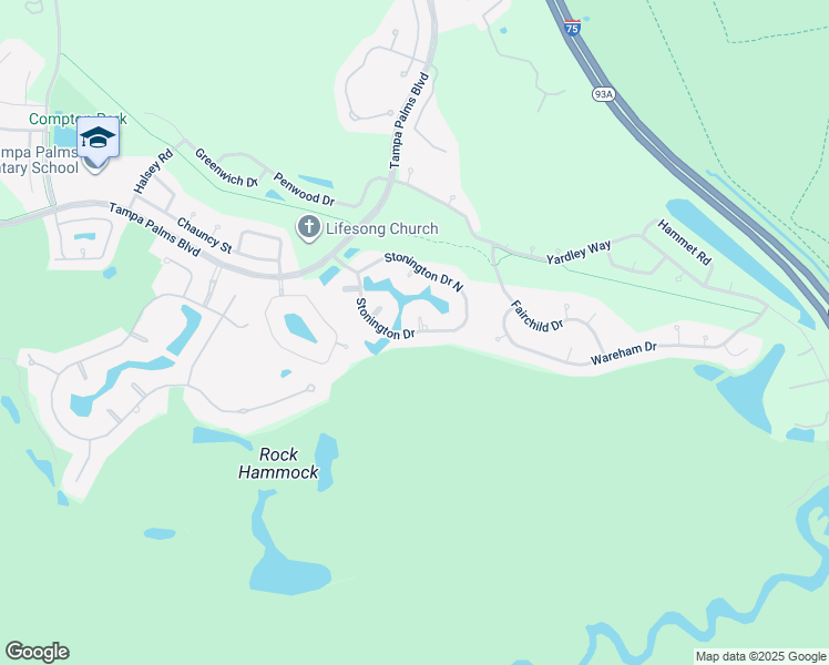 map of restaurants, bars, coffee shops, grocery stores, and more near 6500 Stonington Drive South in Tampa