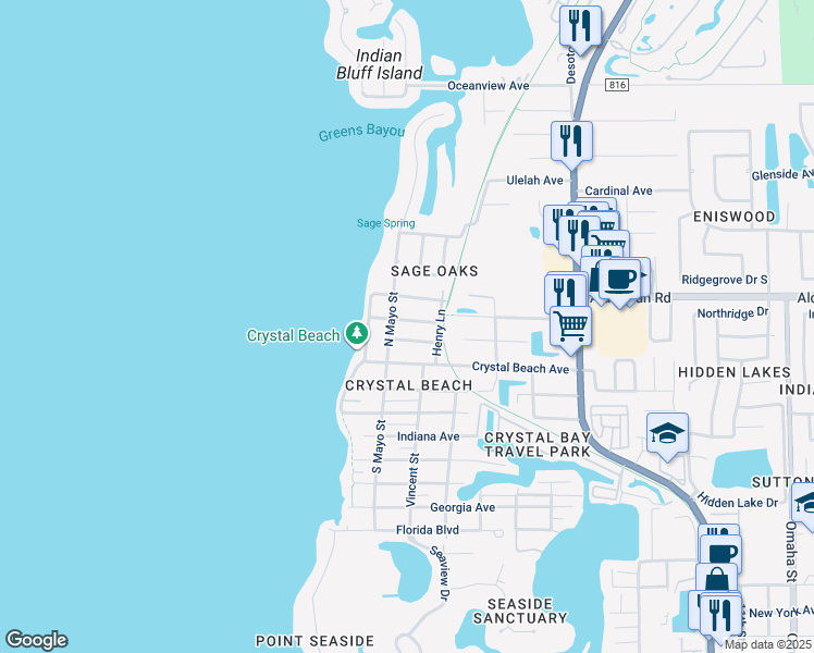 map of restaurants, bars, coffee shops, grocery stores, and more near 517 Avery Avenue in Palm Harbor
