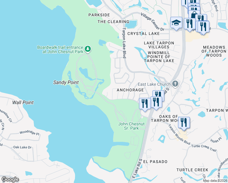map of restaurants, bars, coffee shops, grocery stores, and more near 811 Helmsman Way in Palm Harbor