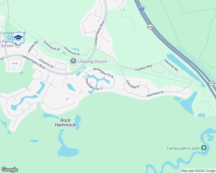 map of restaurants, bars, coffee shops, grocery stores, and more near 15703 Mifflin Court in Tampa