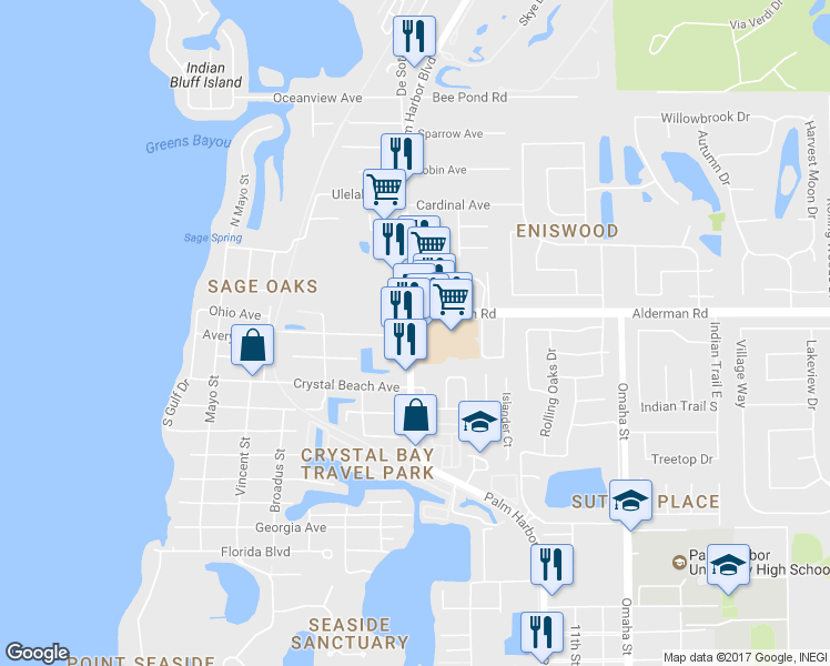 map of restaurants, bars, coffee shops, grocery stores, and more near 2755 U.S. 19 Alternate in Palm Harbor