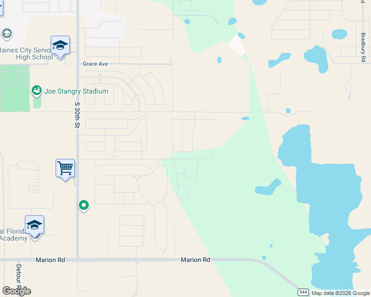 map of restaurants, bars, coffee shops, grocery stores, and more near 3459 Roe Road in Haines City