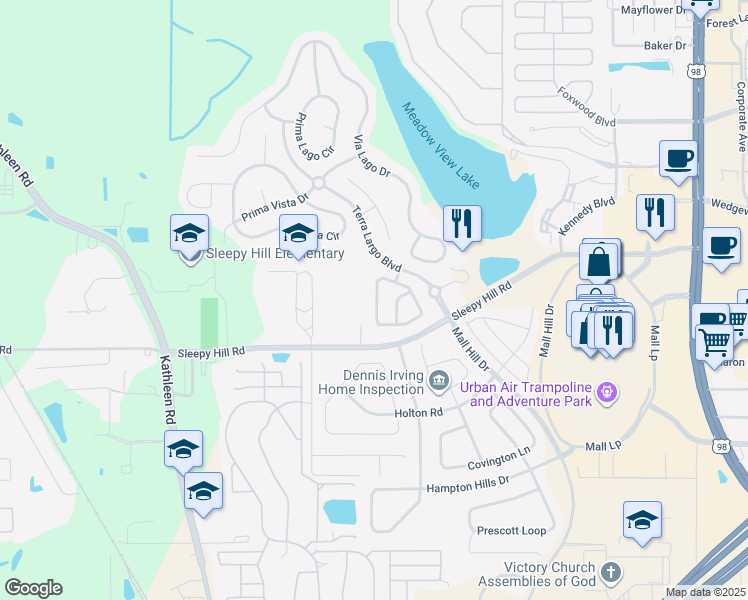 map of restaurants, bars, coffee shops, grocery stores, and more near 4016 Solamor Street in Lakeland