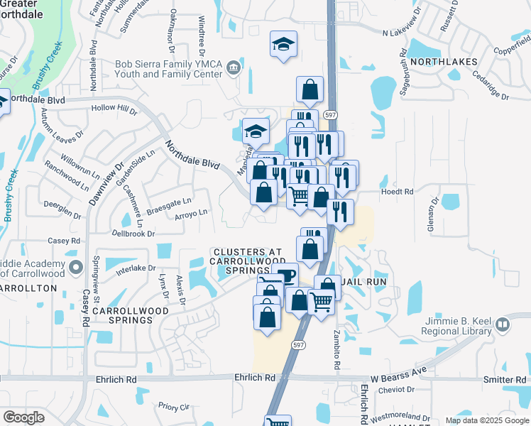 map of restaurants, bars, coffee shops, grocery stores, and more near 3820 Northdale Boulevard in Tampa