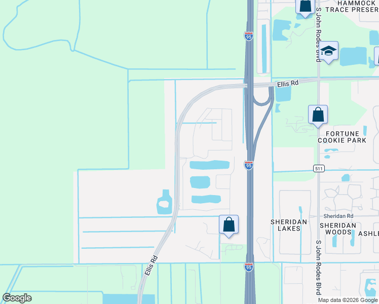 map of restaurants, bars, coffee shops, grocery stores, and more near Interstate 95 in Melbourne
