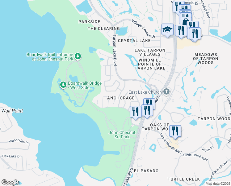 map of restaurants, bars, coffee shops, grocery stores, and more near 2132 Portside Passage in Palm Harbor