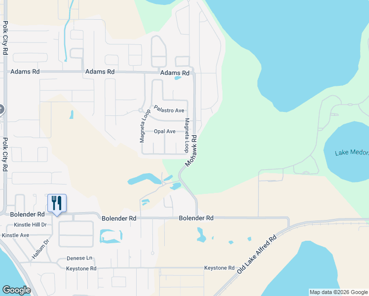 map of restaurants, bars, coffee shops, grocery stores, and more near 293 Magneta Loop in Auburndale