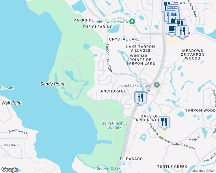map of restaurants, bars, coffee shops, grocery stores, and more near 2132 Portside Passage in Palm Harbor