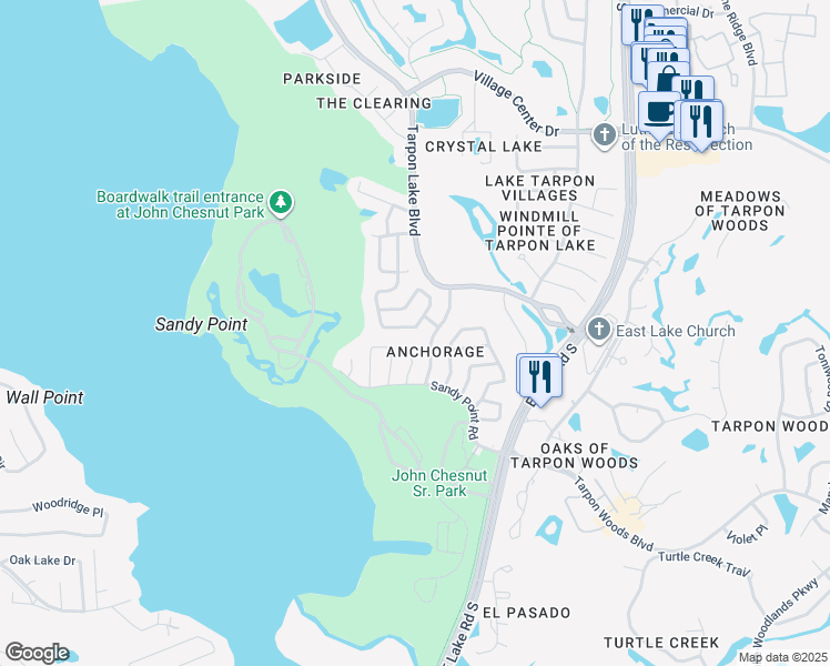 map of restaurants, bars, coffee shops, grocery stores, and more near 2132 Portside Passage in Palm Harbor
