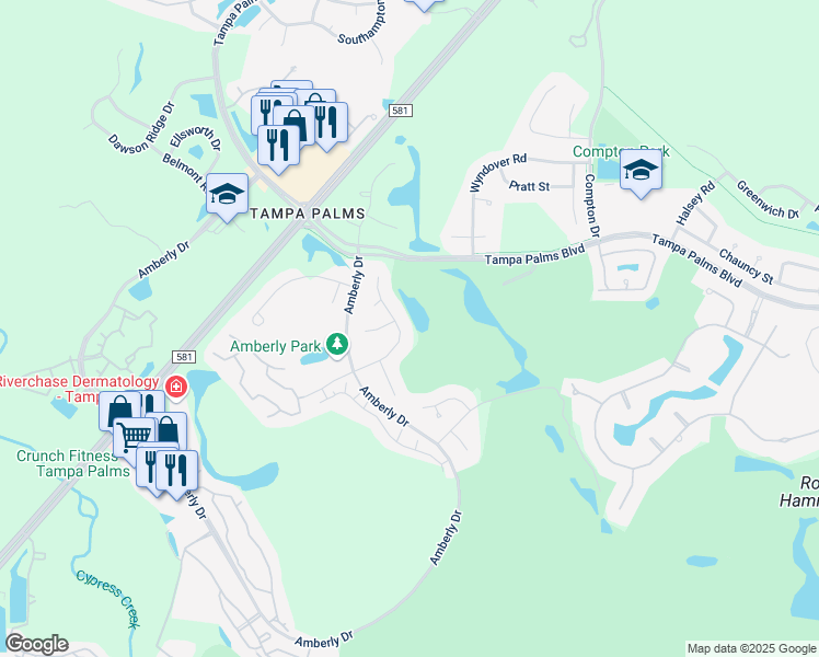 map of restaurants, bars, coffee shops, grocery stores, and more near 5314 Burchette Road in Tampa
