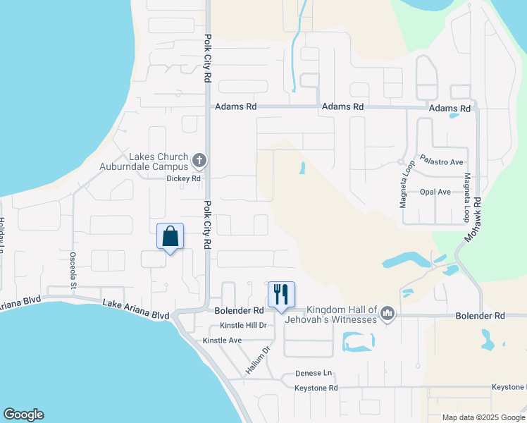 map of restaurants, bars, coffee shops, grocery stores, and more near 144 Brighton Circle in Auburndale