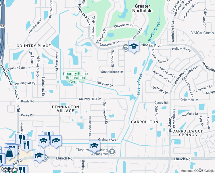 map of restaurants, bars, coffee shops, grocery stores, and more near 4706 Fox Hunt Drive in Tampa