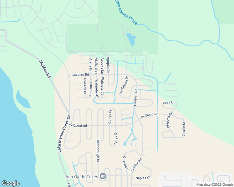map of restaurants, bars, coffee shops, grocery stores, and more near 1234 Caribbean Drive in Poinciana