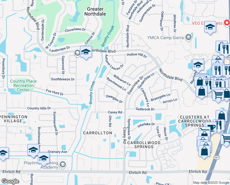 map of restaurants, bars, coffee shops, grocery stores, and more near 4420 Ranchwood Lane in Tampa