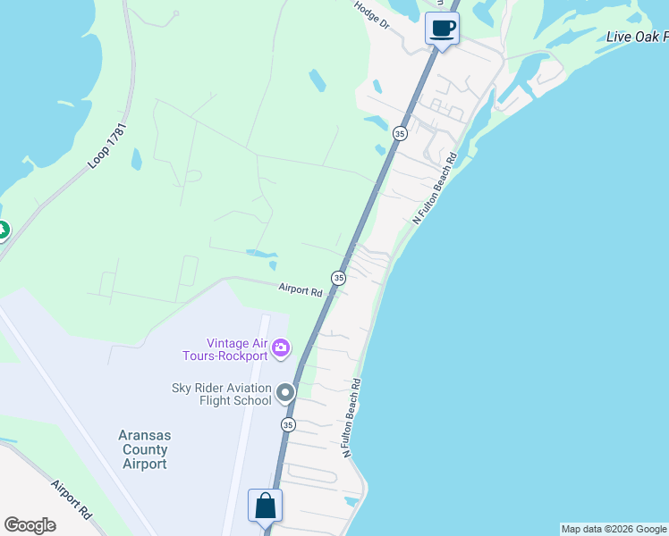 map of restaurants, bars, coffee shops, grocery stores, and more near 4851 Texas 35 in Rockport