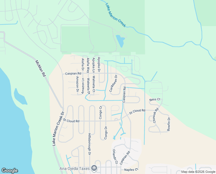 map of restaurants, bars, coffee shops, grocery stores, and more near 1252 Caribbean Drive in Poinciana