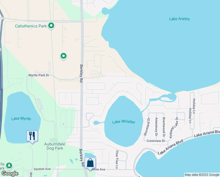 map of restaurants, bars, coffee shops, grocery stores, and more near 164 Oak Crossing Boulevard in Auburndale