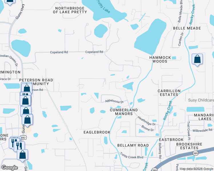map of restaurants, bars, coffee shops, grocery stores, and more near 6412 Nikki Lane in Tampa