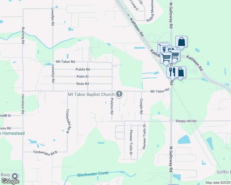 map of restaurants, bars, coffee shops, grocery stores, and more near 3288 Mount Tabor Road in Lakeland