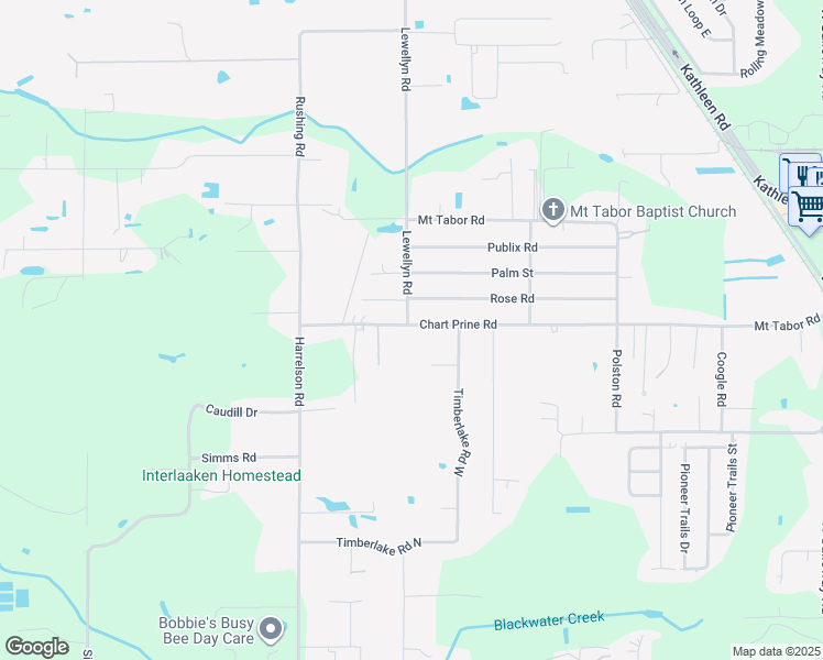 map of restaurants, bars, coffee shops, grocery stores, and more near 3746 Chart Prine Road in Lakeland