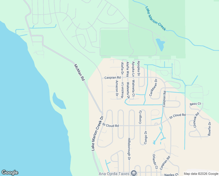 map of restaurants, bars, coffee shops, grocery stores, and more near 608 Amazon Court in Poinciana