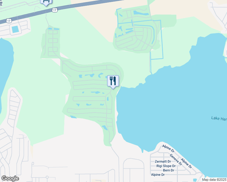 map of restaurants, bars, coffee shops, grocery stores, and more near 1 Century Drive in Winter Haven
