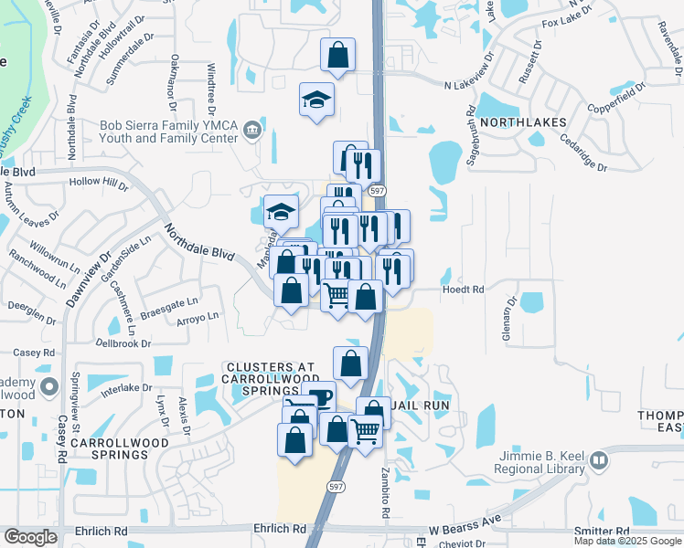 map of restaurants, bars, coffee shops, grocery stores, and more near 15692 North Dale Mabry Highway in Tampa