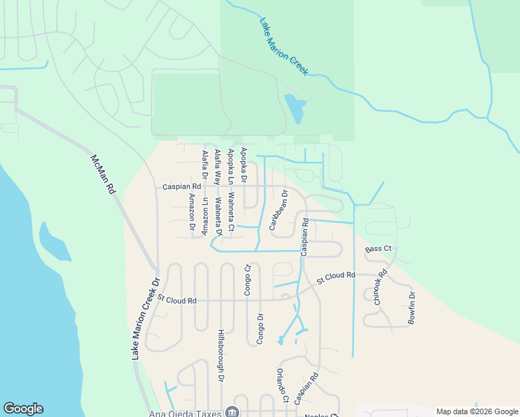 map of restaurants, bars, coffee shops, grocery stores, and more near 1252 Caribbean Drive in Poinciana
