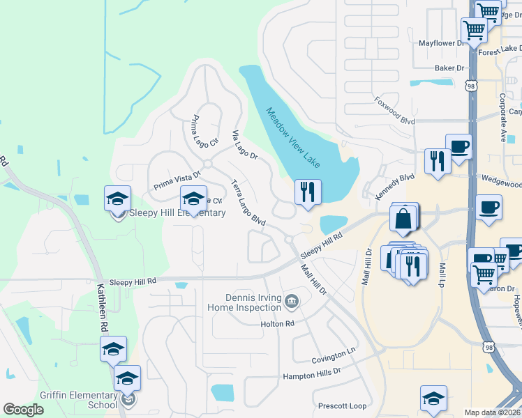 map of restaurants, bars, coffee shops, grocery stores, and more near 3910 Aquilla Drive in Lakeland
