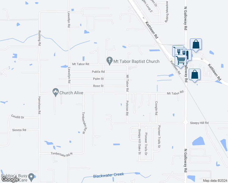 map of restaurants, bars, coffee shops, grocery stores, and more near 3501 Chart Prine Road in Lakeland
