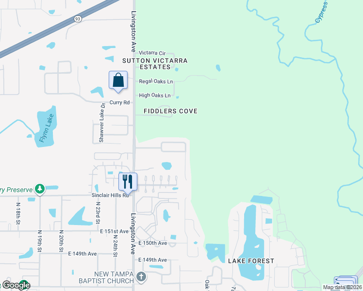 map of restaurants, bars, coffee shops, grocery stores, and more near 15801 Stags Leap Drive in Lutz