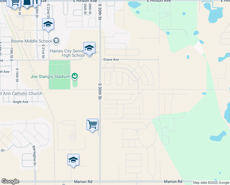 map of restaurants, bars, coffee shops, grocery stores, and more near 3101-4017 East Robinson Drive in Haines City