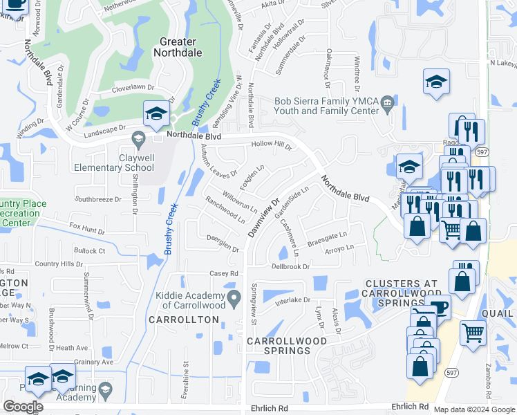 map of restaurants, bars, coffee shops, grocery stores, and more near 4404 Ranchwood Lane in Tampa