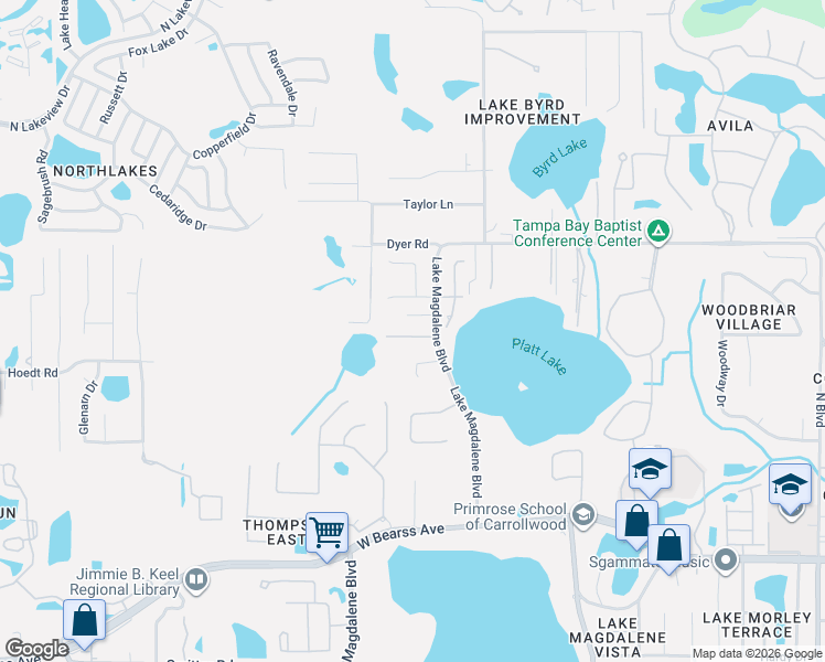 map of restaurants, bars, coffee shops, grocery stores, and more near 2006 Chickwood Court in Tampa