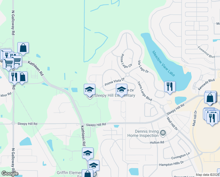 map of restaurants, bars, coffee shops, grocery stores, and more near 1872 Prima Vista Drive in Lakeland
