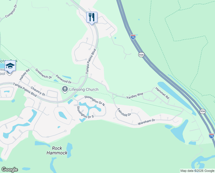 map of restaurants, bars, coffee shops, grocery stores, and more near 6708 Yardley Way in Tampa