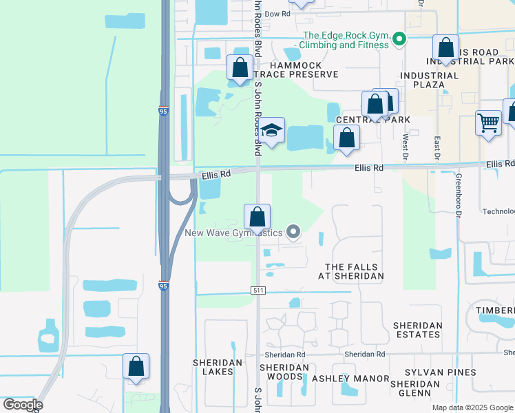 map of restaurants, bars, coffee shops, grocery stores, and more near 475 South John Rodes Boulevard in Melbourne