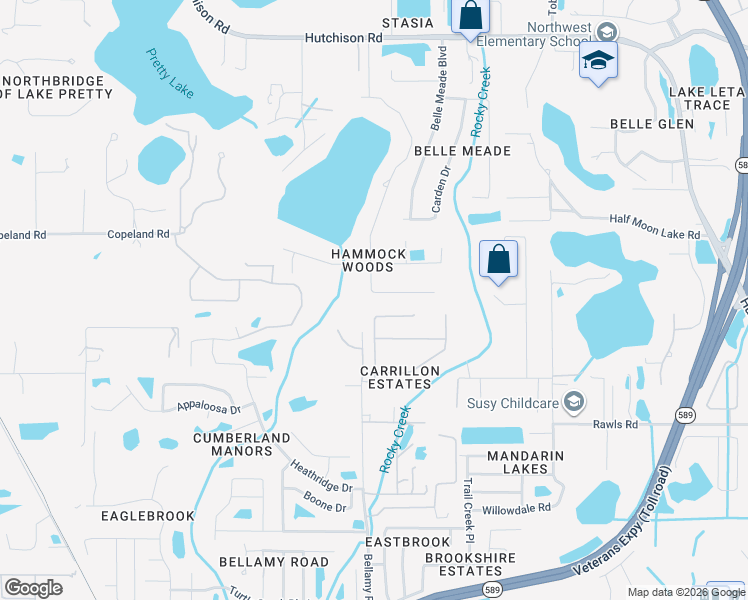 map of restaurants, bars, coffee shops, grocery stores, and more near 15510 Carrillon Estates Boulevard in Tampa