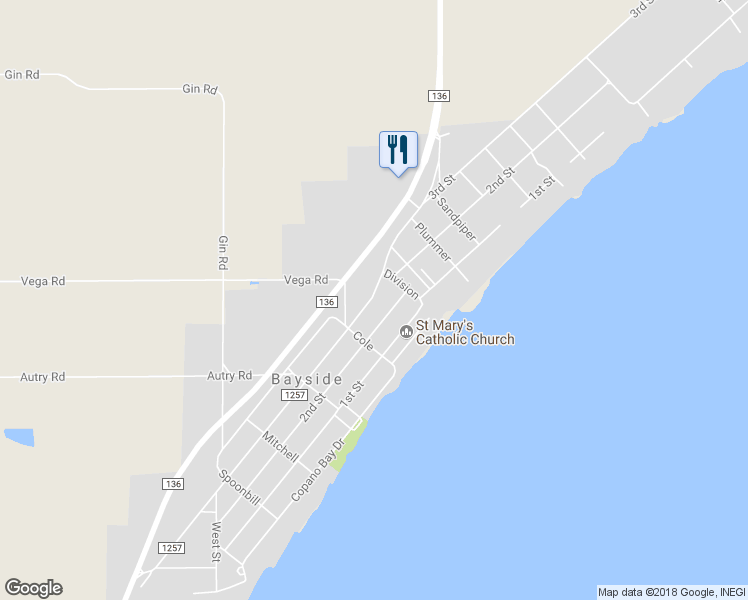 map of restaurants, bars, coffee shops, grocery stores, and more near 110 Ryan Road in Refugio