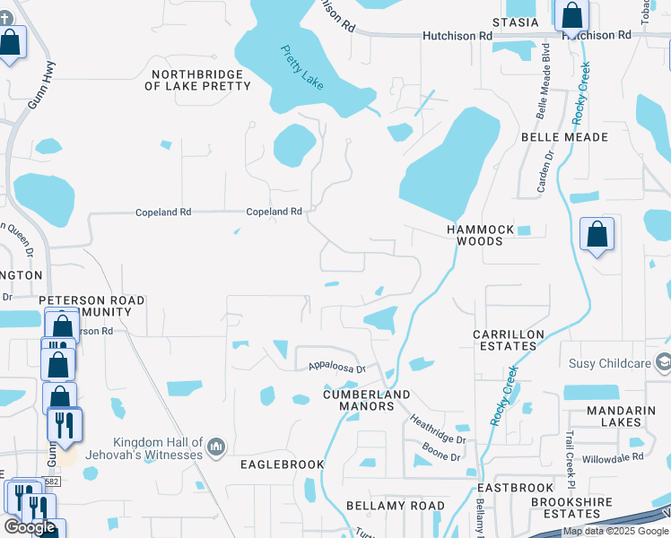 map of restaurants, bars, coffee shops, grocery stores, and more near 7603 Horse Pond Road in Odessa