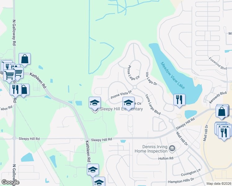 map of restaurants, bars, coffee shops, grocery stores, and more near 1872 Prima Vista Drive in Lakeland