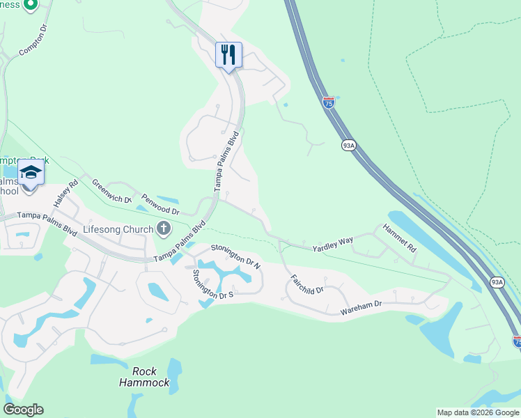 map of restaurants, bars, coffee shops, grocery stores, and more near 6708 Yardley Way in Tampa