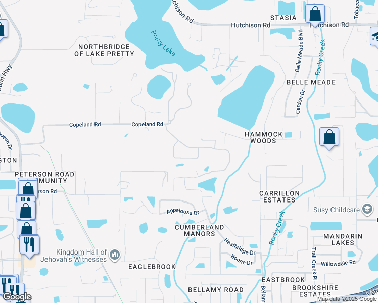 map of restaurants, bars, coffee shops, grocery stores, and more near 7401 Copeland Road in Odessa