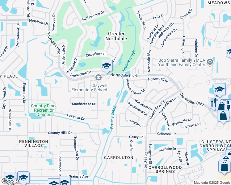 map of restaurants, bars, coffee shops, grocery stores, and more near 4502 Northdale Boulevard in Tampa