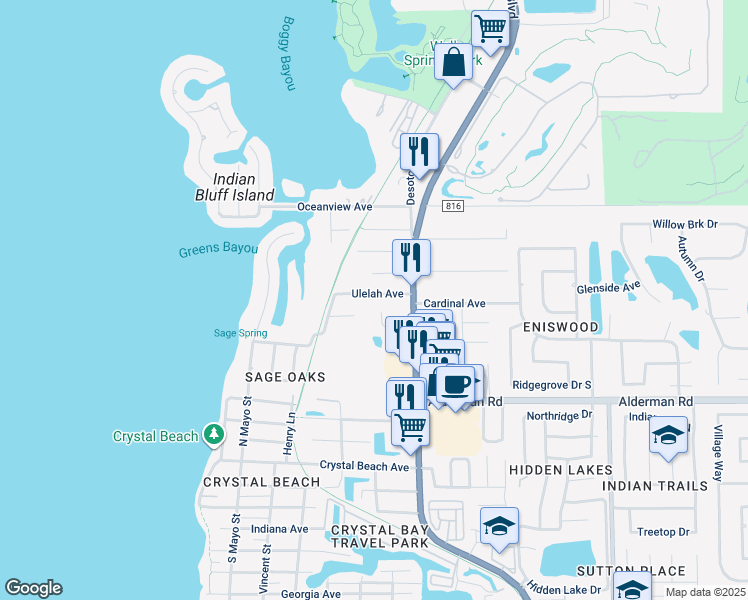 map of restaurants, bars, coffee shops, grocery stores, and more near 482 Magnolia Avenue in Palm Harbor