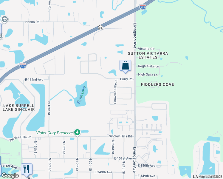 map of restaurants, bars, coffee shops, grocery stores, and more near 2304 Towery Trail in Lutz
