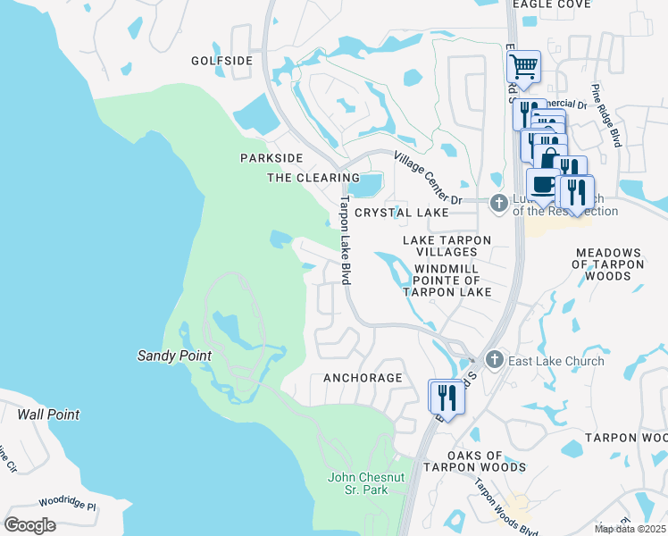 map of restaurants, bars, coffee shops, grocery stores, and more near 4399 Brooker Creek Drive in Palm Harbor